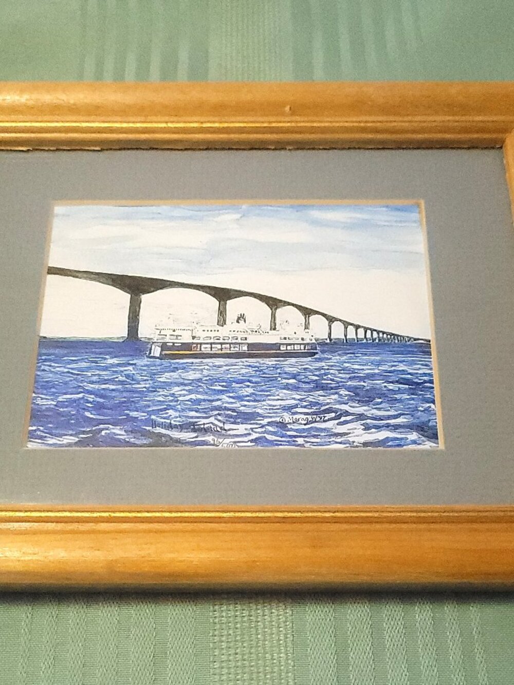 1997 Framed Confederation Bridge MV Holiday Island Ferry Art Print